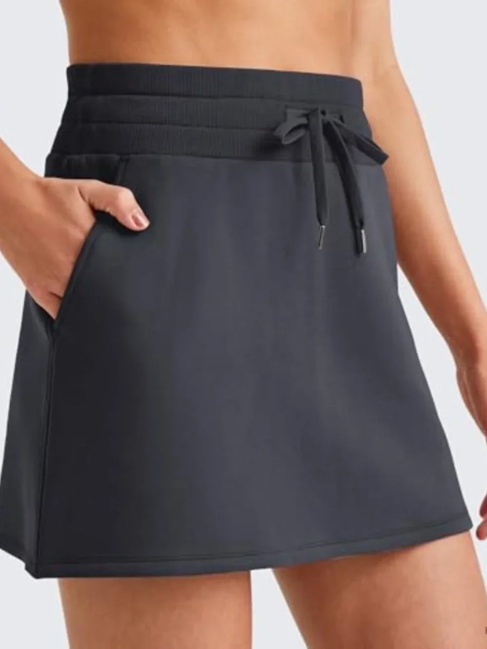 Modal A-Line Skirt with Pockets, High Rise Drawstring Casual Skirt